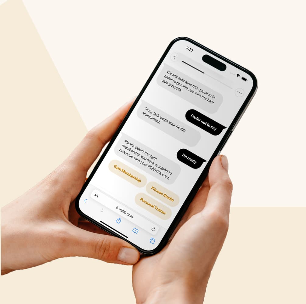 Hands holding a phone showing a Dr.B chat consultation